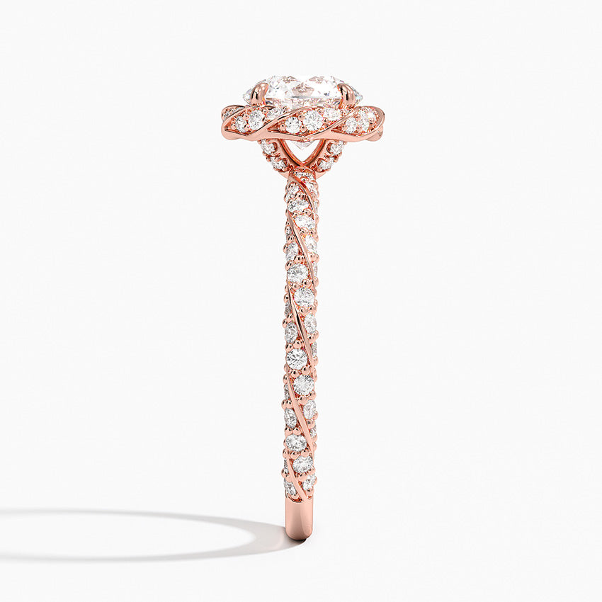 1.50 Karat Halo Tasarım Tektaş Laboratuvar Pırlanta Yüzük 18k -Elyra - Bold Diamonds