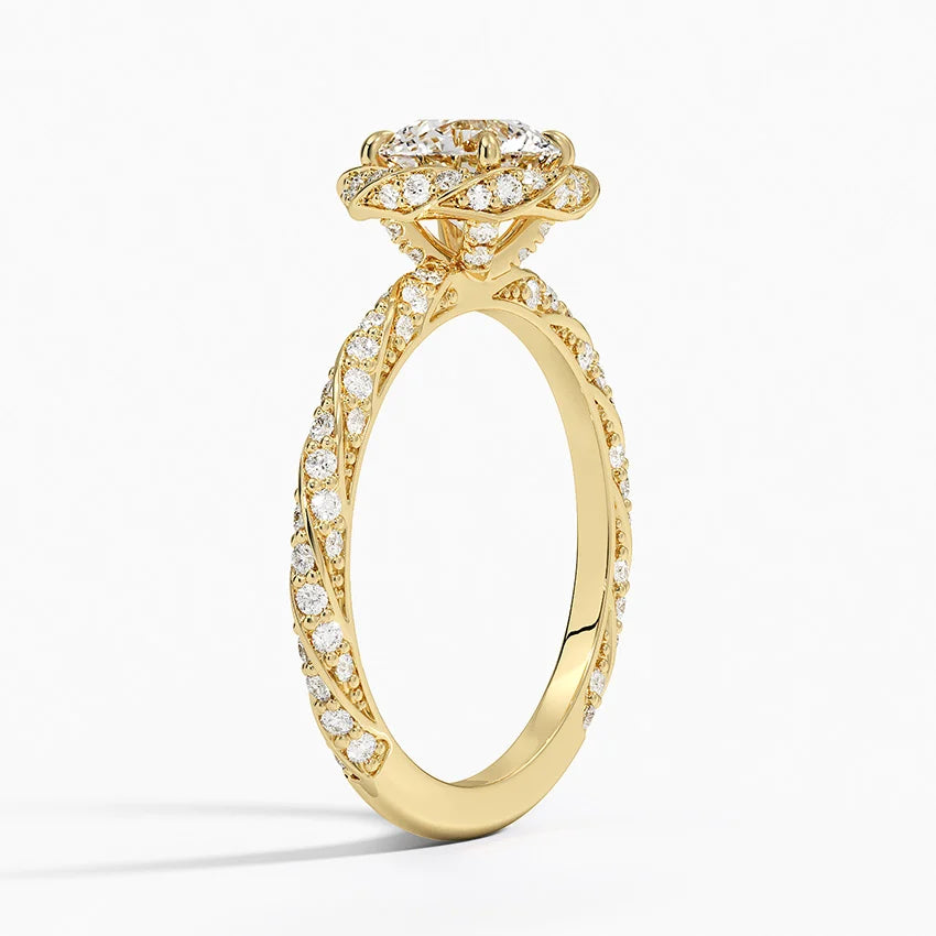 1.50 Karat Halo Tasarım Tektaş Laboratuvar Pırlanta Yüzük 18k -Elyra - Bold Diamonds