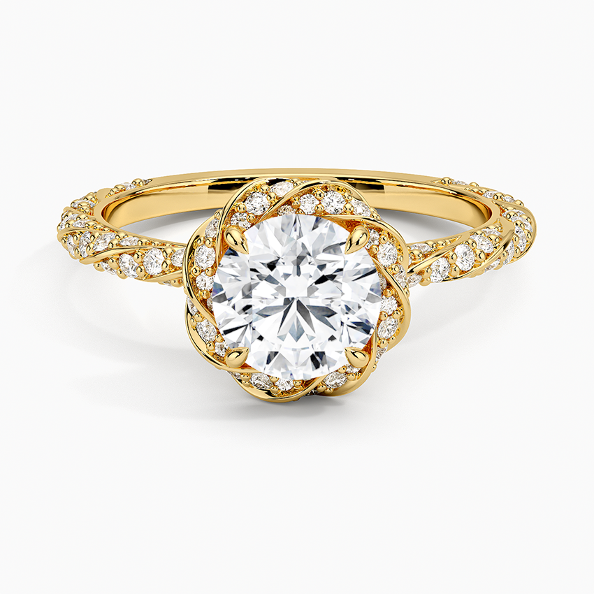 1.50 Karat Halo Tasarım Tektaş Laboratuvar Pırlanta Yüzük 18k -Elyra - Bold Diamonds