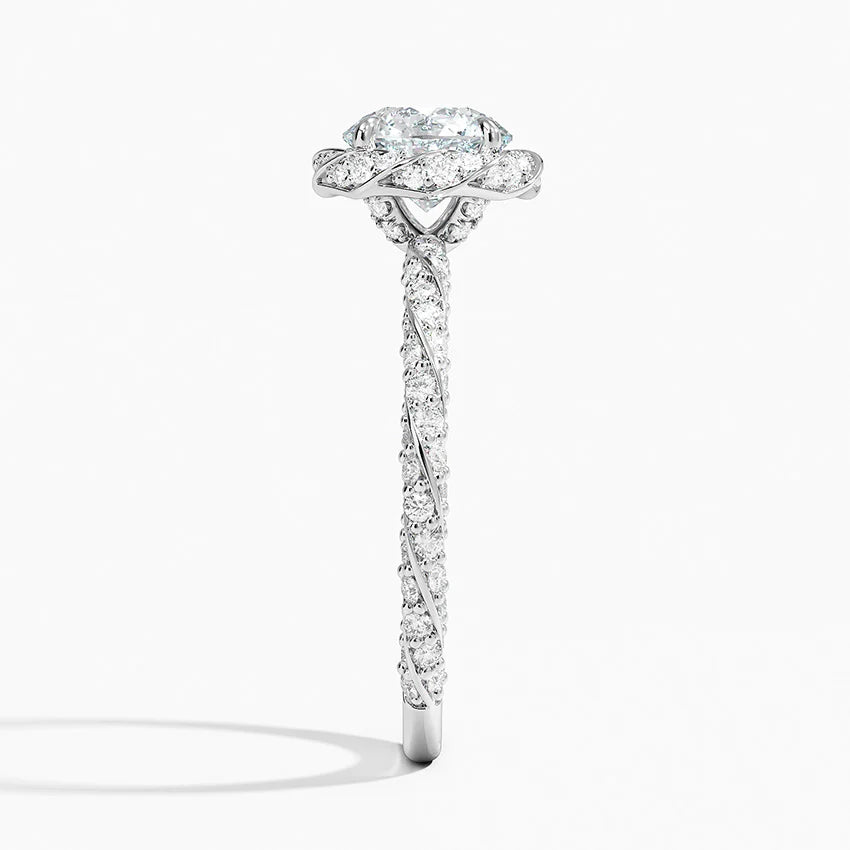 1.50 Karat Halo Tasarım Tektaş Laboratuvar Pırlanta Yüzük 18k -Elyra - Bold Diamonds