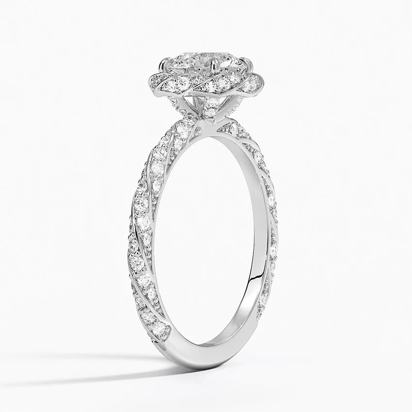 1.50 Karat Halo Tasarım Tektaş Laboratuvar Pırlanta Yüzük 18k -Elyra - Bold Diamonds