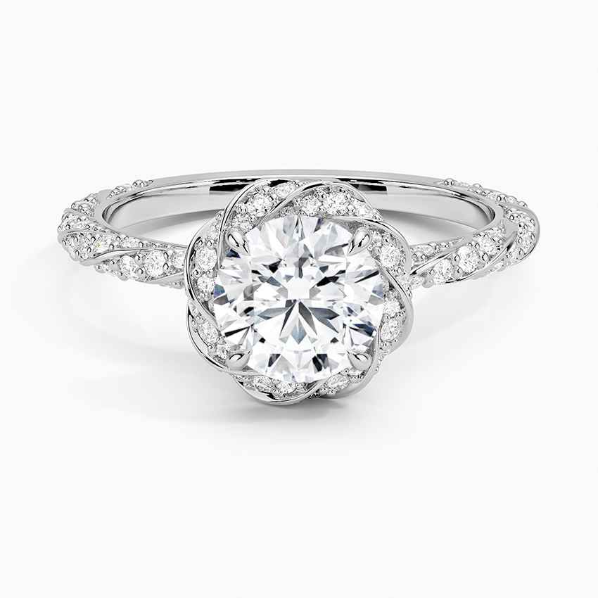 1.50 Karat Halo Tasarım Tektaş Laboratuvar Pırlanta Yüzük 18k -Elyra - Bold Diamonds