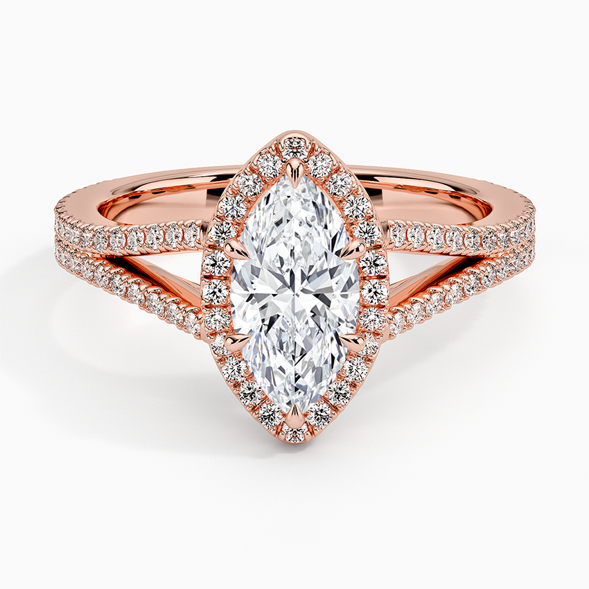 1,50 Karat Marquise Halo Tasarım Tektaş Laboratuvar Pırlanta Yüzük 18K - Aurelia - Bold Diamonds