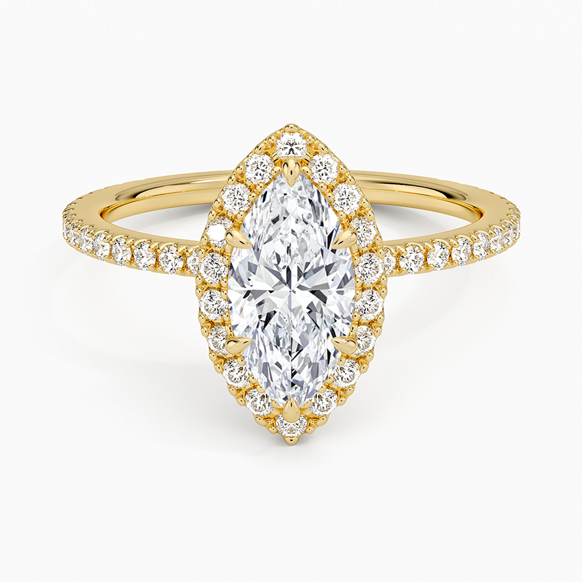 1,50 Karat Marquise Halo Tasarım Tektaş Laboratuvar Pırlanta Yüzük 18K - Celestia - Bold Diamonds
