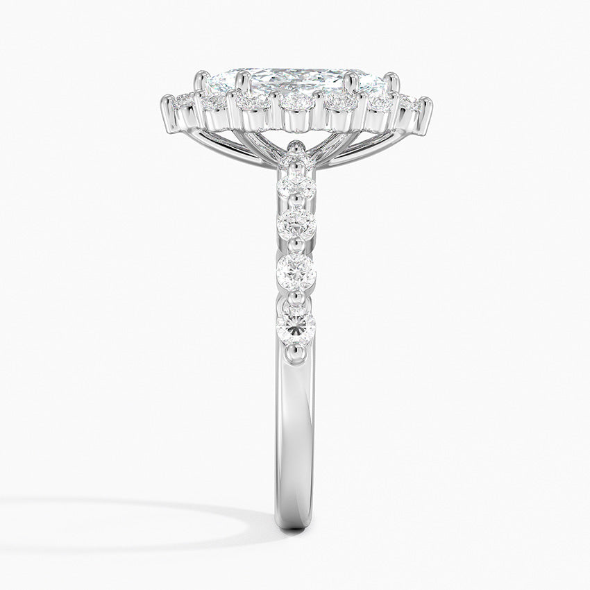 1.50 Karat Marquise Halo Tasarım Tektaş Laboratuvar Pırlanta Yüzük 18K -Mirara - Bold Diamonds