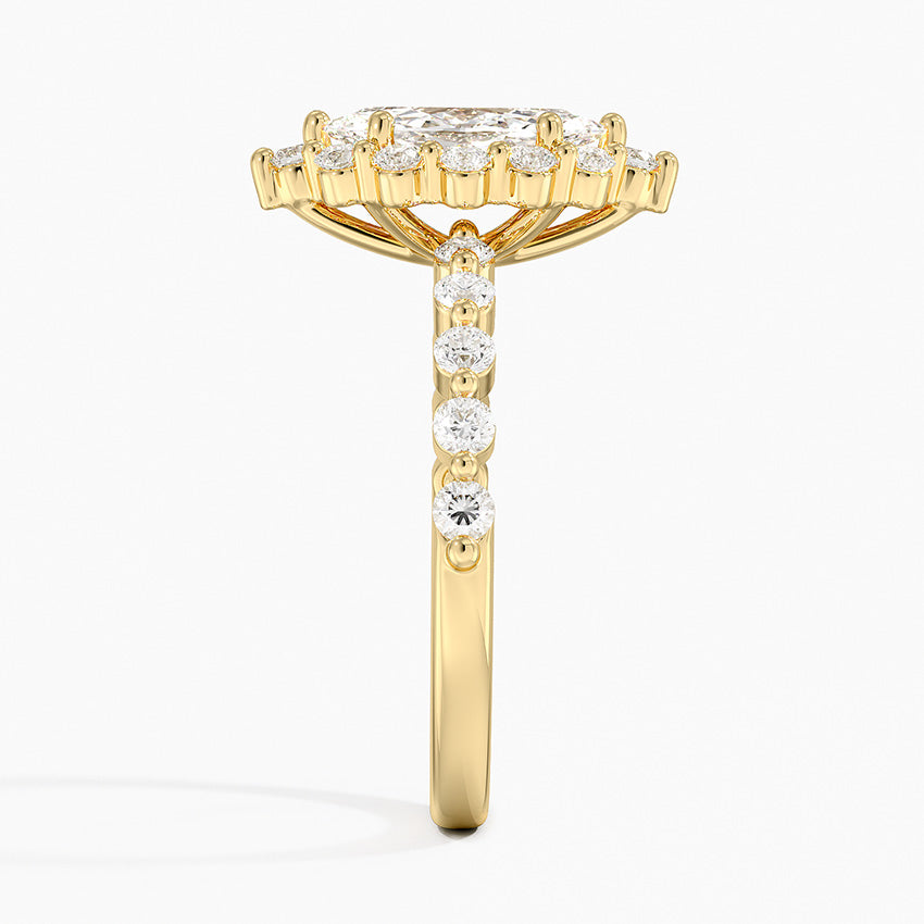 1.50 Karat Marquise Halo Tasarım Tektaş Laboratuvar Pırlanta Yüzük 18K -Mirara - Bold Diamonds