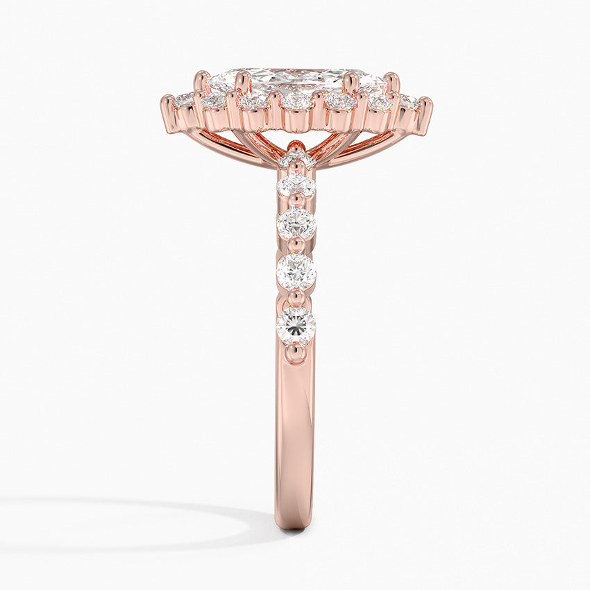 1.50 Karat Marquise Halo Tasarım Tektaş Laboratuvar Pırlanta Yüzük 18K -Mirara - Bold Diamonds