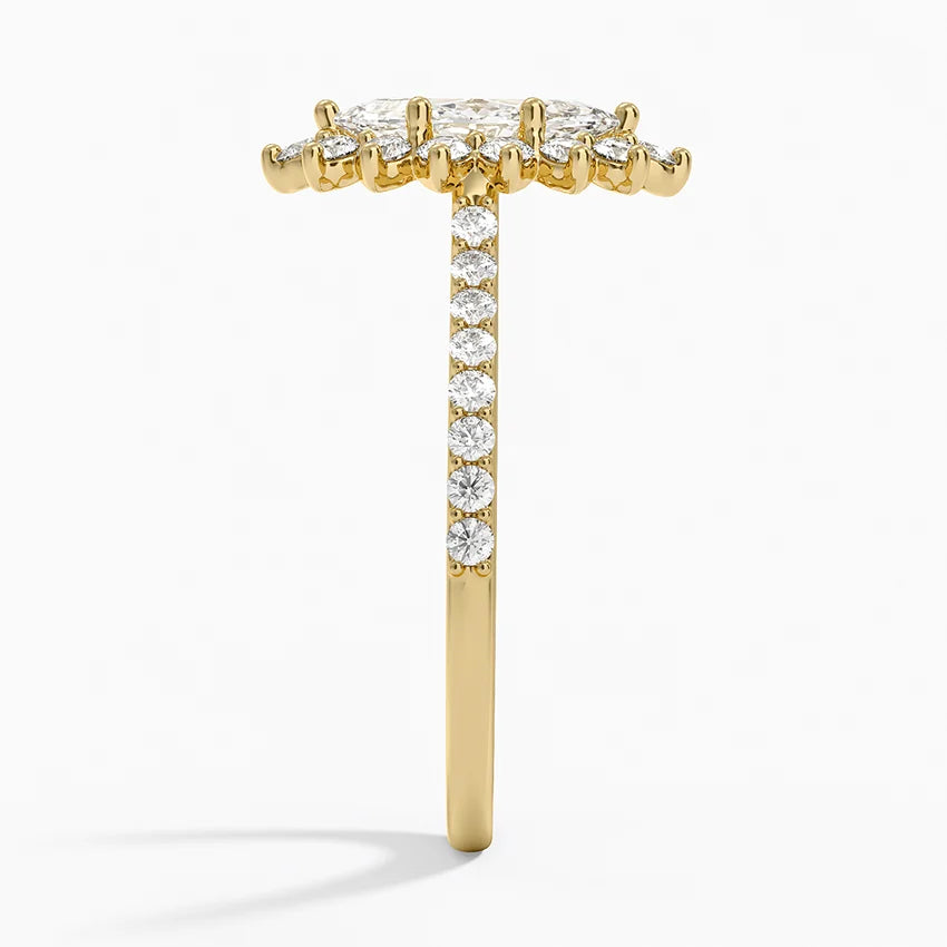 1,50 Karat Marquise Halo Tasarım Tektaş Laboratuvar Pırlanta Yüzük 18K -Seraphina - Bold Diamonds