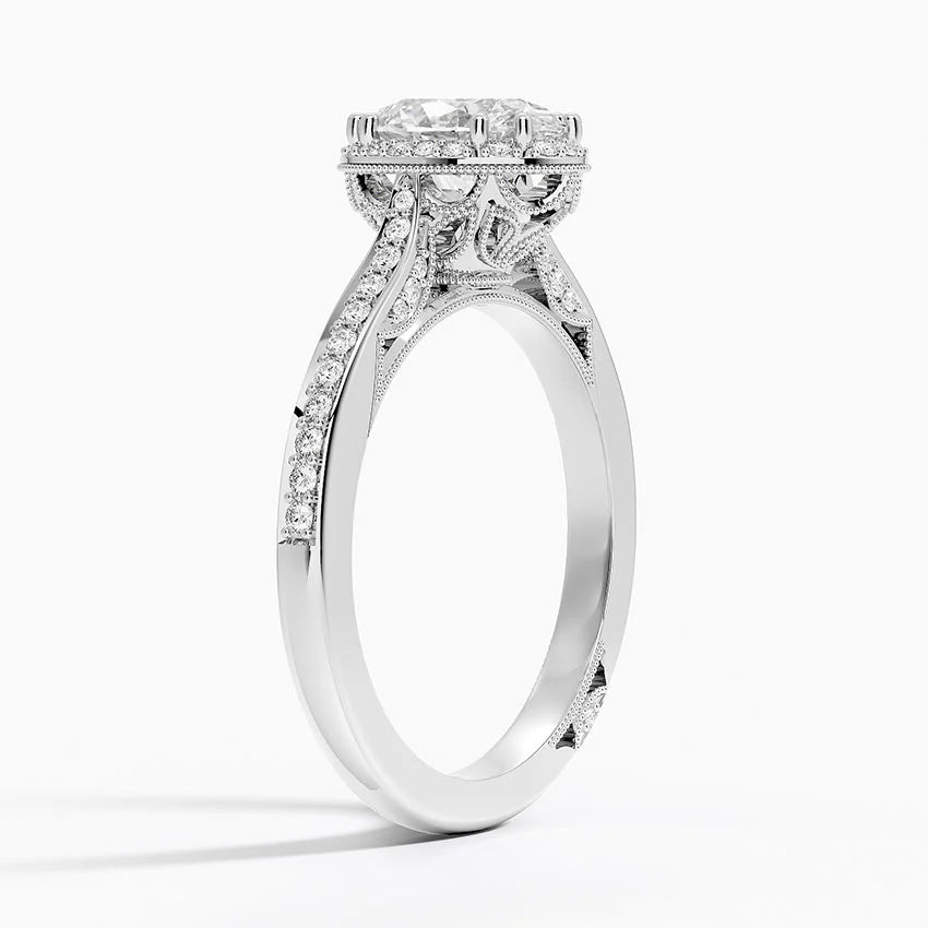 1.50 Karat Oval Halo Tasarım Tektaş Laboratuvar Pırlanta Yüzük 18K -Clarella - Bold Diamonds