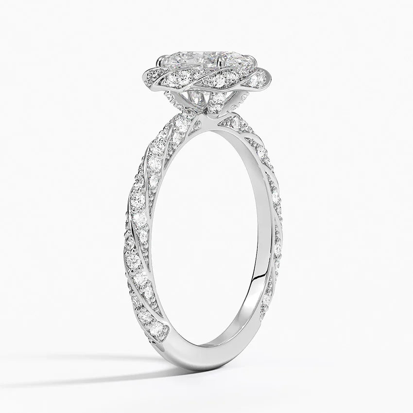 1.50 Karat Oval Halo Tasarım Tektaş Laboratuvar Pırlanta Yüzük 18k -Elyra - Bold Diamonds