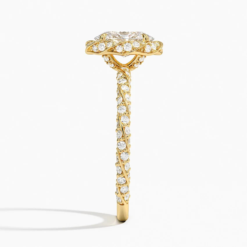 1.50 Karat Oval Halo Tasarım Tektaş Laboratuvar Pırlanta Yüzük 18k -Elyra - Bold Diamonds