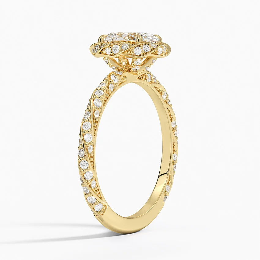 1.50 Karat Oval Halo Tasarım Tektaş Laboratuvar Pırlanta Yüzük 18k -Elyra - Bold Diamonds