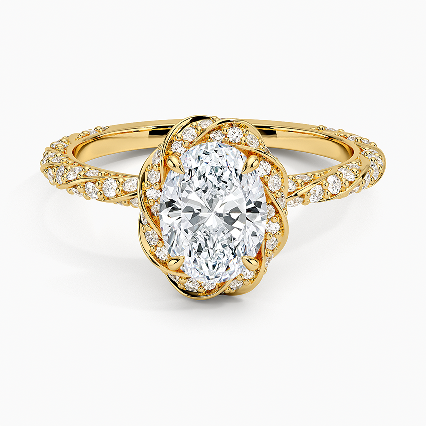 1.50 Karat Oval Halo Tasarım Tektaş Laboratuvar Pırlanta Yüzük 18k -Elyra - Bold Diamonds