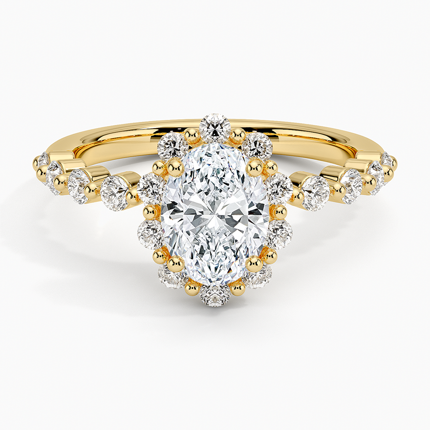 1.50 Karat Oval Halo Tasarım Tektaş Laboratuvar Pırlanta Yüzük 18K -Mirara - Bold Diamonds