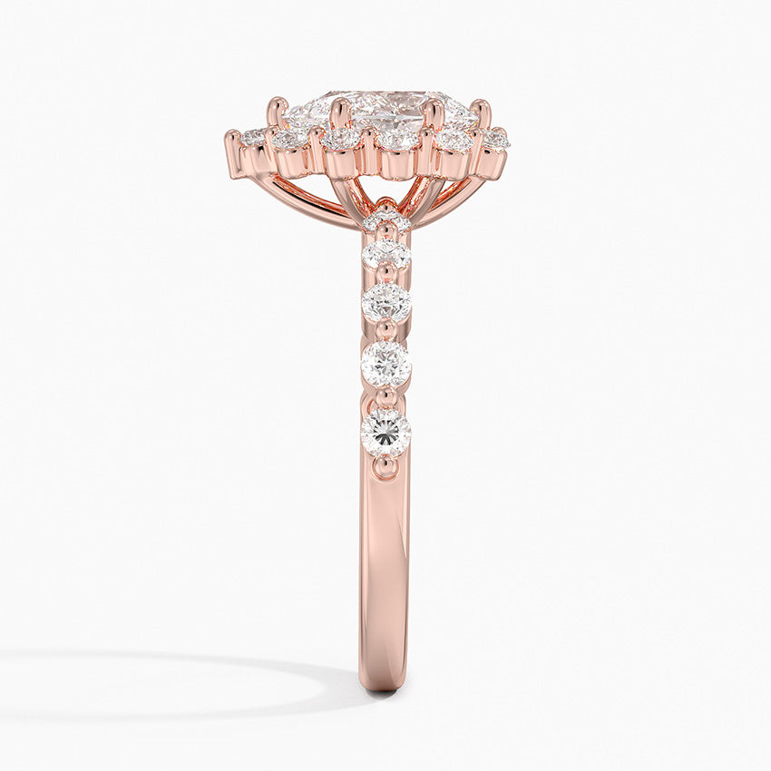 1.50 Karat Pear / Damla Halo Tasarım Tektaş Laboratuvar Pırlanta Yüzük 18K -Mirara - Bold Diamonds