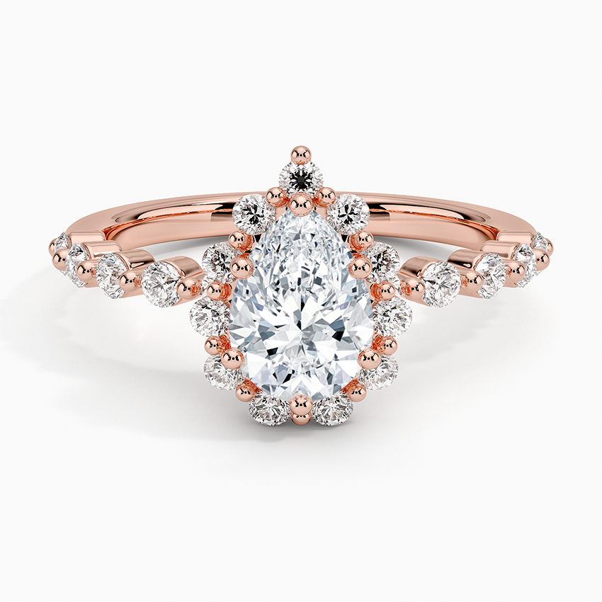 1.50 Karat Pear / Damla Halo Tasarım Tektaş Laboratuvar Pırlanta Yüzük 18K -Mirara - Bold Diamonds