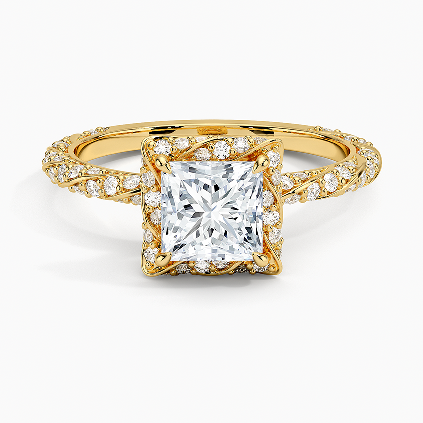 1.50 Karat Prenses Halo Tasarım Tektaş Laboratuvar Pırlanta Yüzük 18k -Elyra - Bold Diamonds