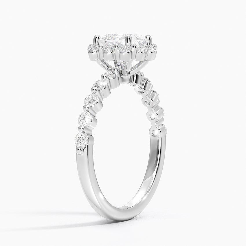 1.50 Karat Prenses Halo Tasarım Tektaş Laboratuvar Pırlanta Yüzük 18K -Mirara - Bold Diamonds