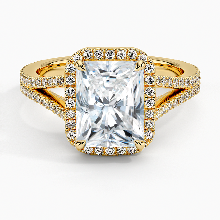 1,50 Karat Radiant Halo Tasarım Tektaş Laboratuvar Pırlanta Yüzük 18K - Aurelia - Bold Diamonds