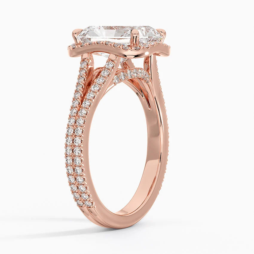 1,50 Karat Radiant Halo Tasarım Tektaş Laboratuvar Pırlanta Yüzük 18K - Aurelia - Bold Diamonds