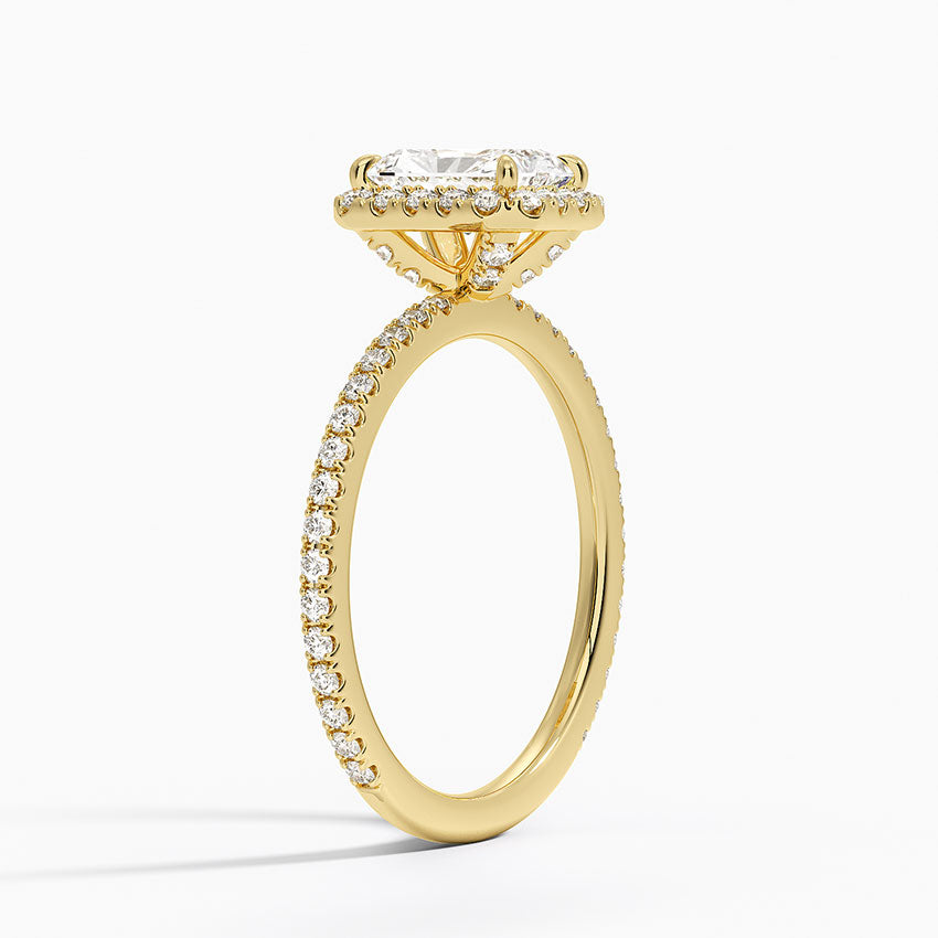 1,50 Karat Radiant Halo Tasarım Tektaş Laboratuvar Pırlanta Yüzük 18K -Celestia - Bold Diamonds