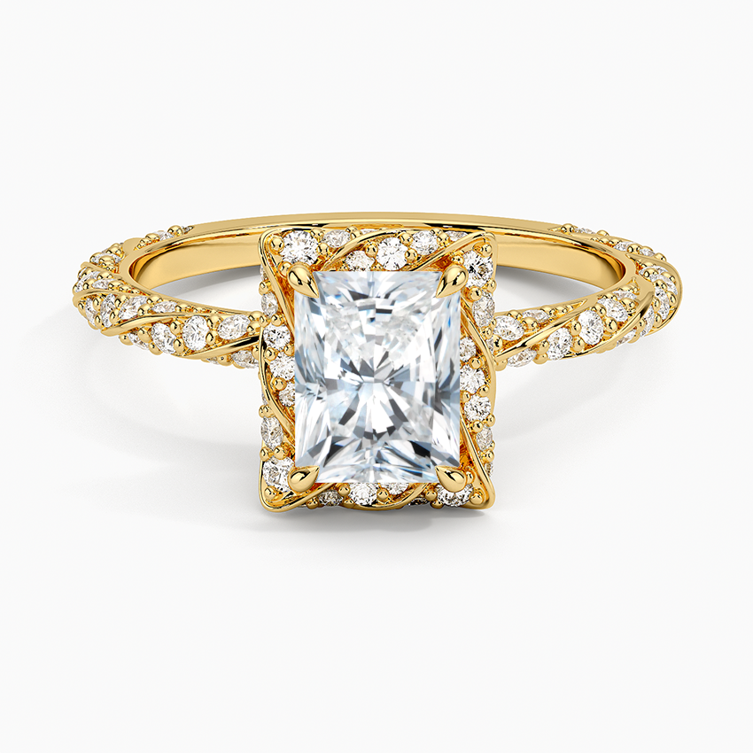 1.50 Karat Radiant Halo Tasarım Tektaş Laboratuvar Pırlanta Yüzük 18k -Elyra - Bold Diamonds