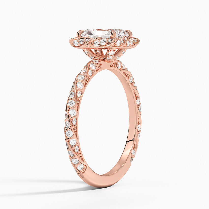 1.50 Karat Radiant Halo Tasarım Tektaş Laboratuvar Pırlanta Yüzük 18k -Elyra - Bold Diamonds