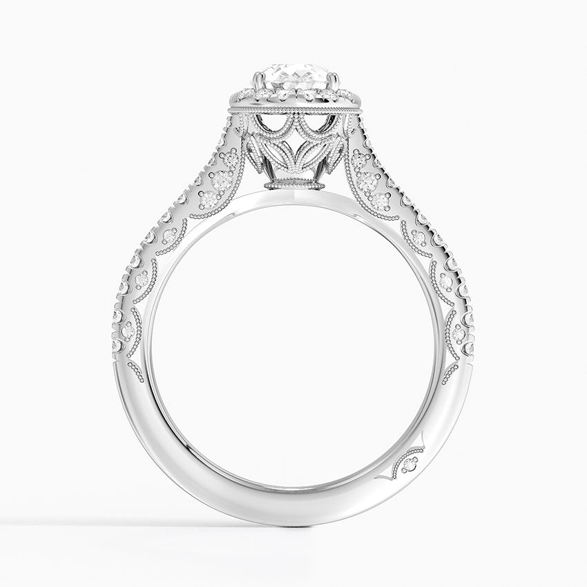 1.60 Karat Damla Halo Tasarım Tektaş Laboratuvar Pırlanta Yüzük 18K -Florina - Bold Diamonds