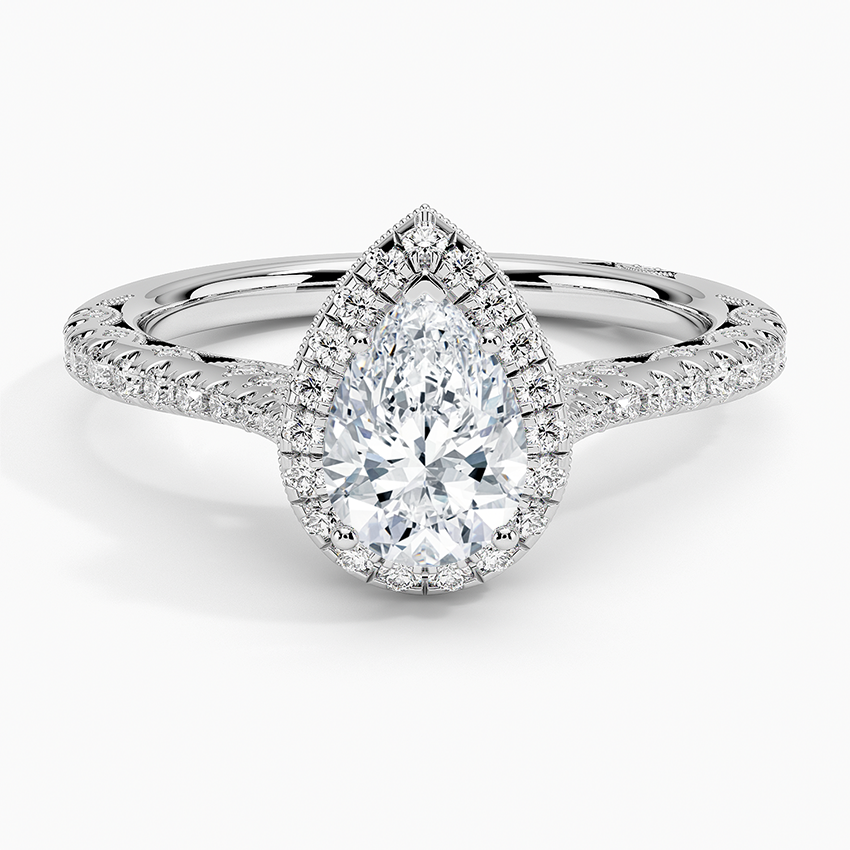 1.60 Karat Damla Halo Tasarım Tektaş Laboratuvar Pırlanta Yüzük 18K -Florina - Bold Diamonds