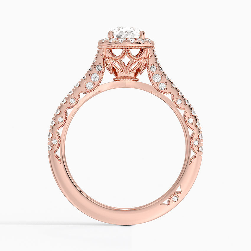 1.60 Karat Damla Halo Tasarım Tektaş Laboratuvar Pırlanta Yüzük 18K -Florina - Bold Diamonds