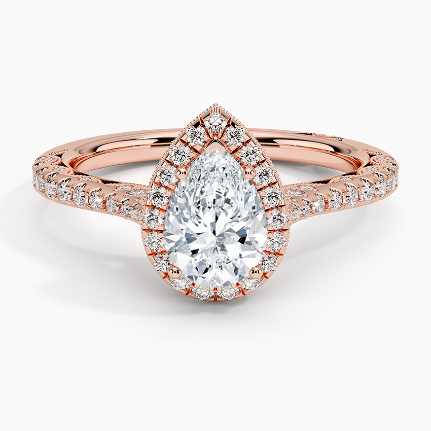 1.60 Karat Damla Halo Tasarım Tektaş Laboratuvar Pırlanta Yüzük 18K -Florina - Bold Diamonds