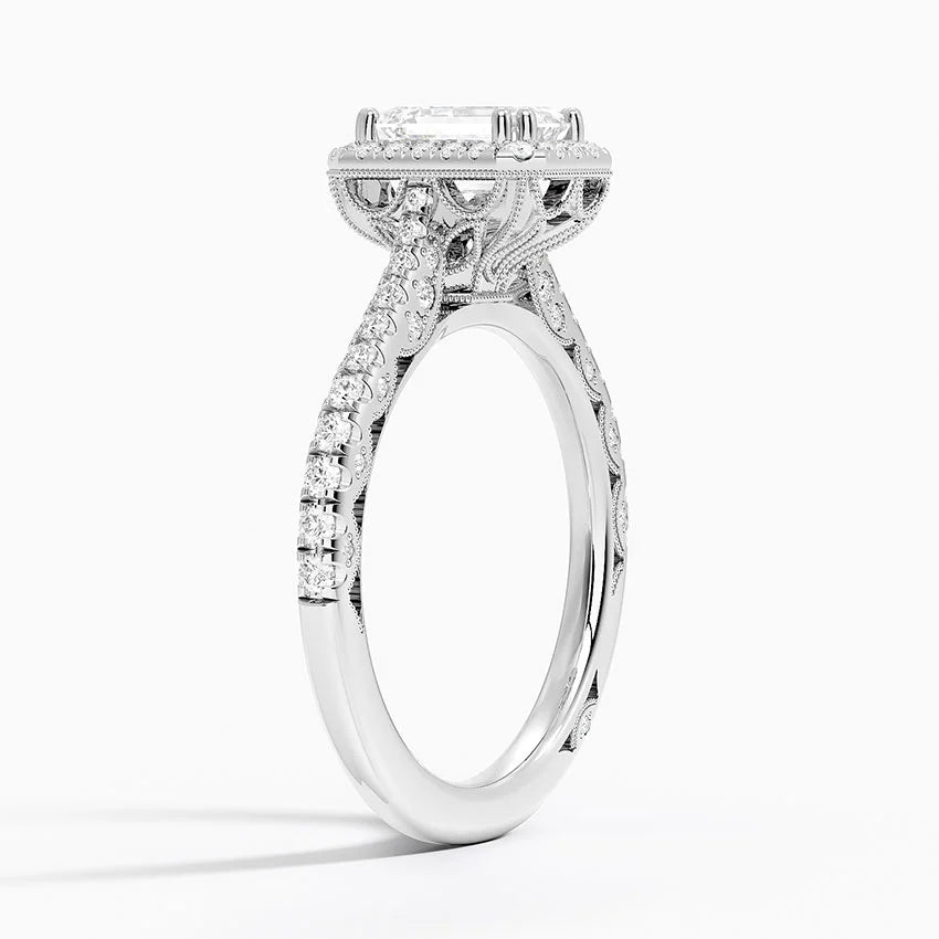 1.60 Karat Emerald Halo Tasarım Tektaş Laboratuvar Pırlanta Yüzük 18K -Florina - Bold Diamonds