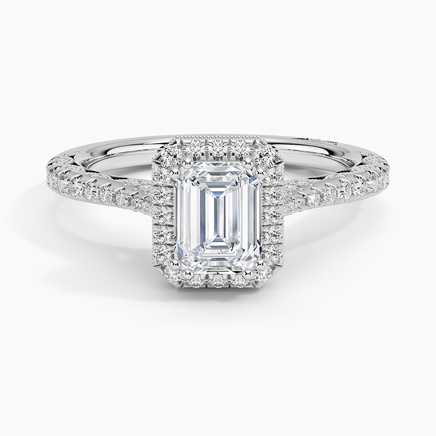 1.60 Karat Emerald Halo Tasarım Tektaş Laboratuvar Pırlanta Yüzük 18K -Florina - Bold Diamonds