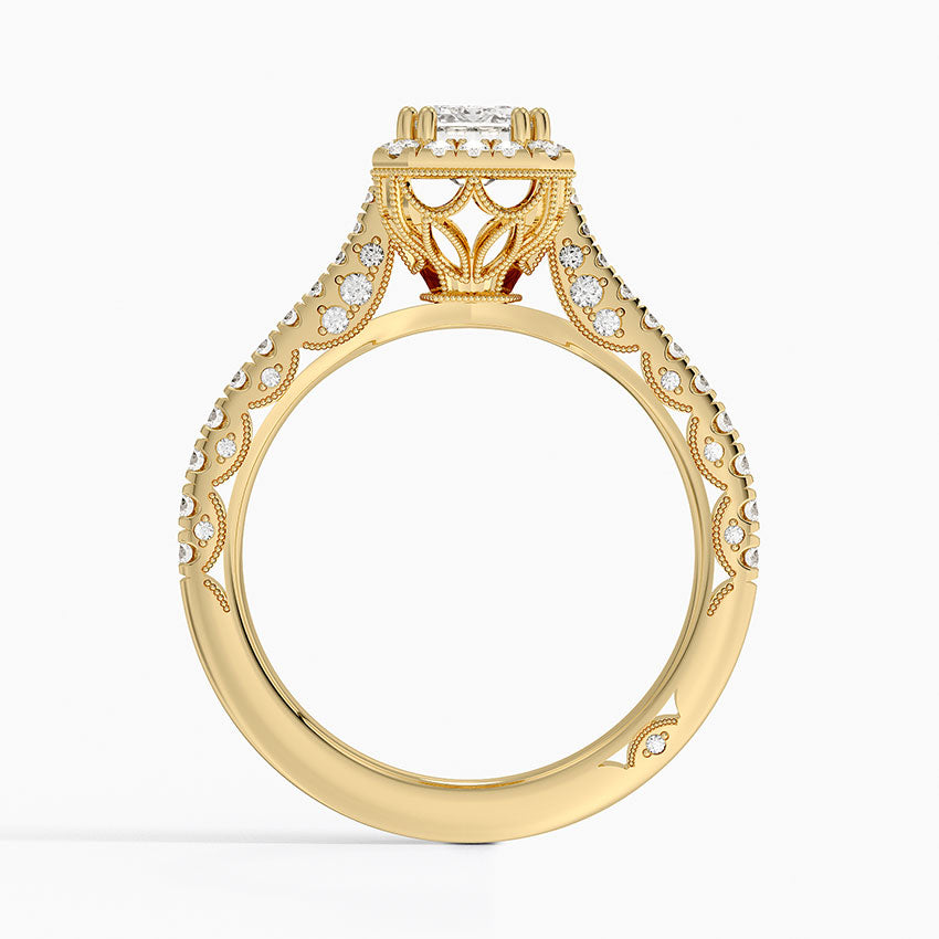 1.60 Karat Emerald Halo Tasarım Tektaş Laboratuvar Pırlanta Yüzük 18K -Florina - Bold Diamonds