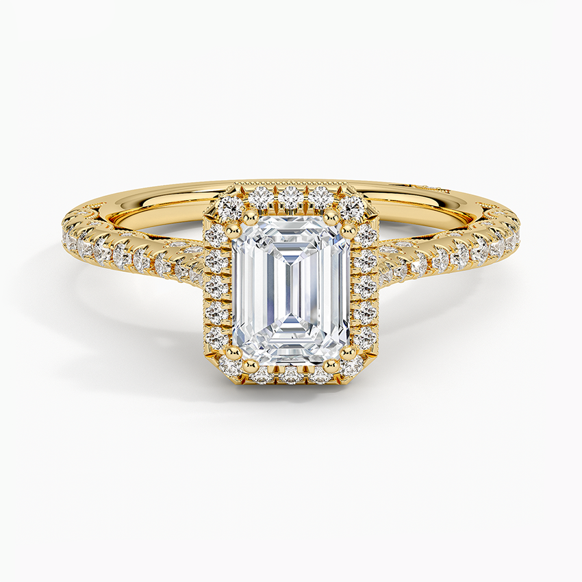 1.60 Karat Emerald Halo Tasarım Tektaş Laboratuvar Pırlanta Yüzük 18K -Florina - Bold Diamonds