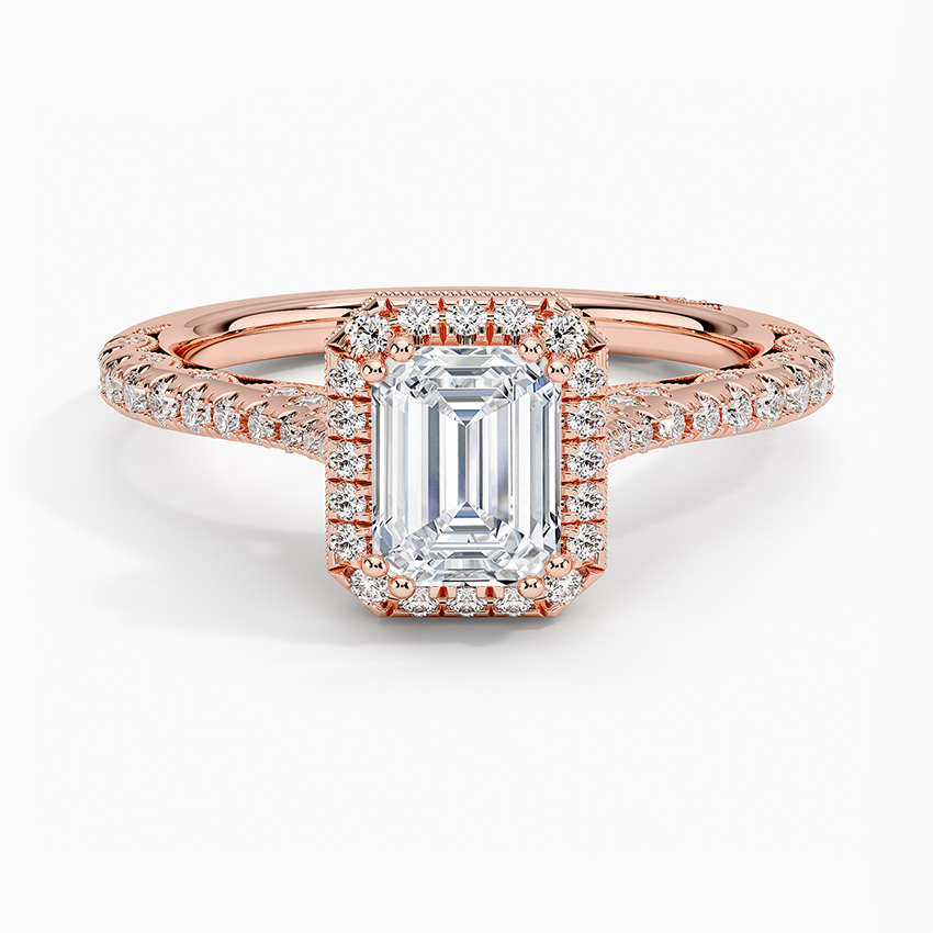 1.60 Karat Emerald Halo Tasarım Tektaş Laboratuvar Pırlanta Yüzük 18K -Florina - Bold Diamonds