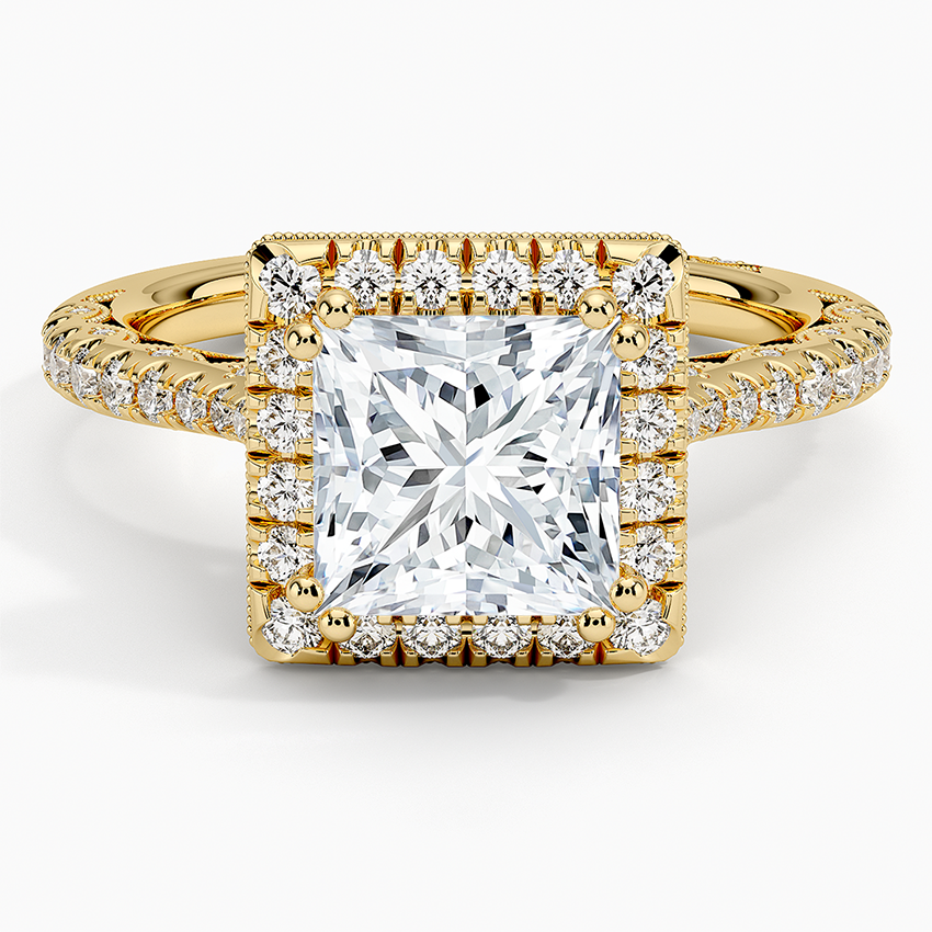 1.60 Karat Prenses Halo Tasarım Tektaş Laboratuvar Pırlanta Yüzük 18K -Florina - Bold Diamonds