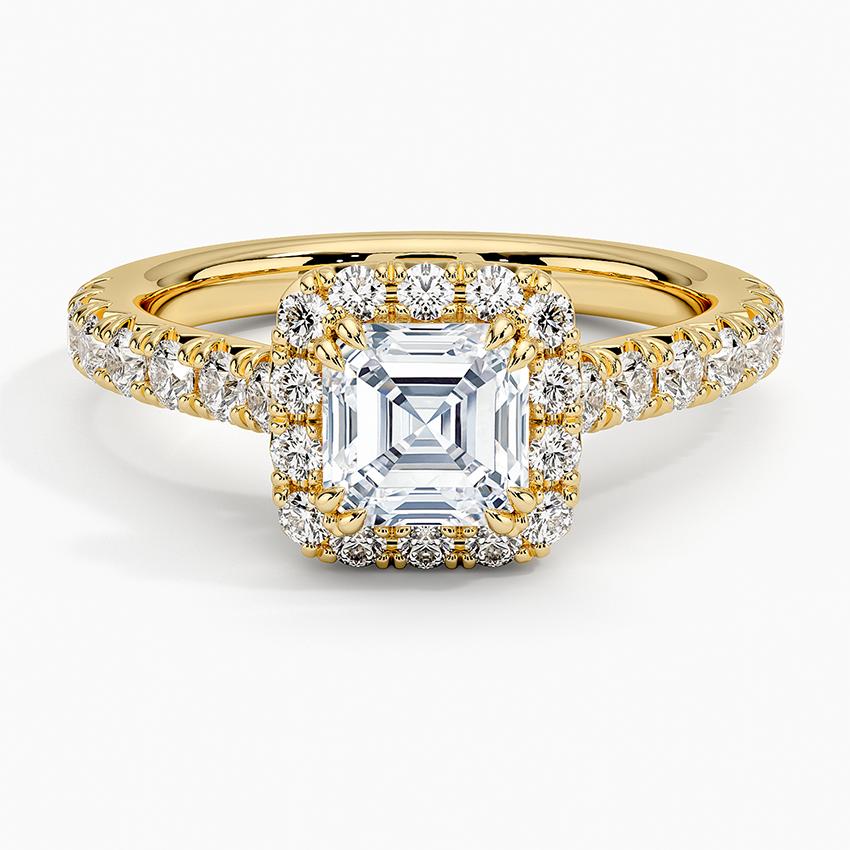 1,75 Karat Asscher Halo Tasarım Tektaş Laboratuvar Pırlanta Yüzük 18K -Aurora - Bold Diamonds