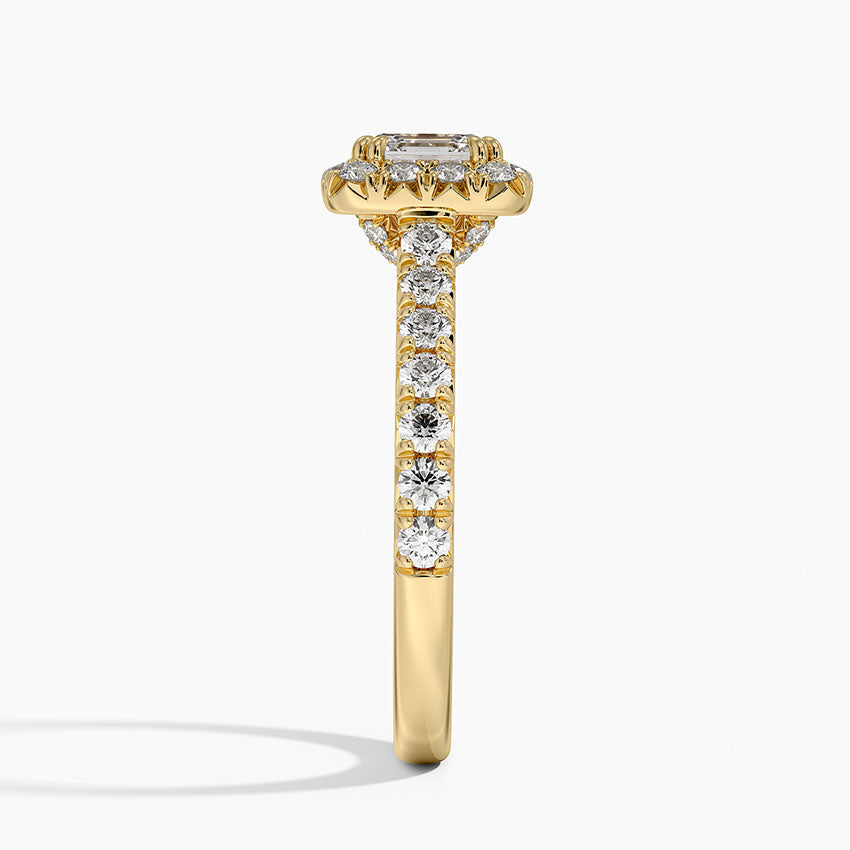 1,75 Karat Asscher Halo Tasarım Tektaş Laboratuvar Pırlanta Yüzük 18K -Aurora - Bold Diamonds