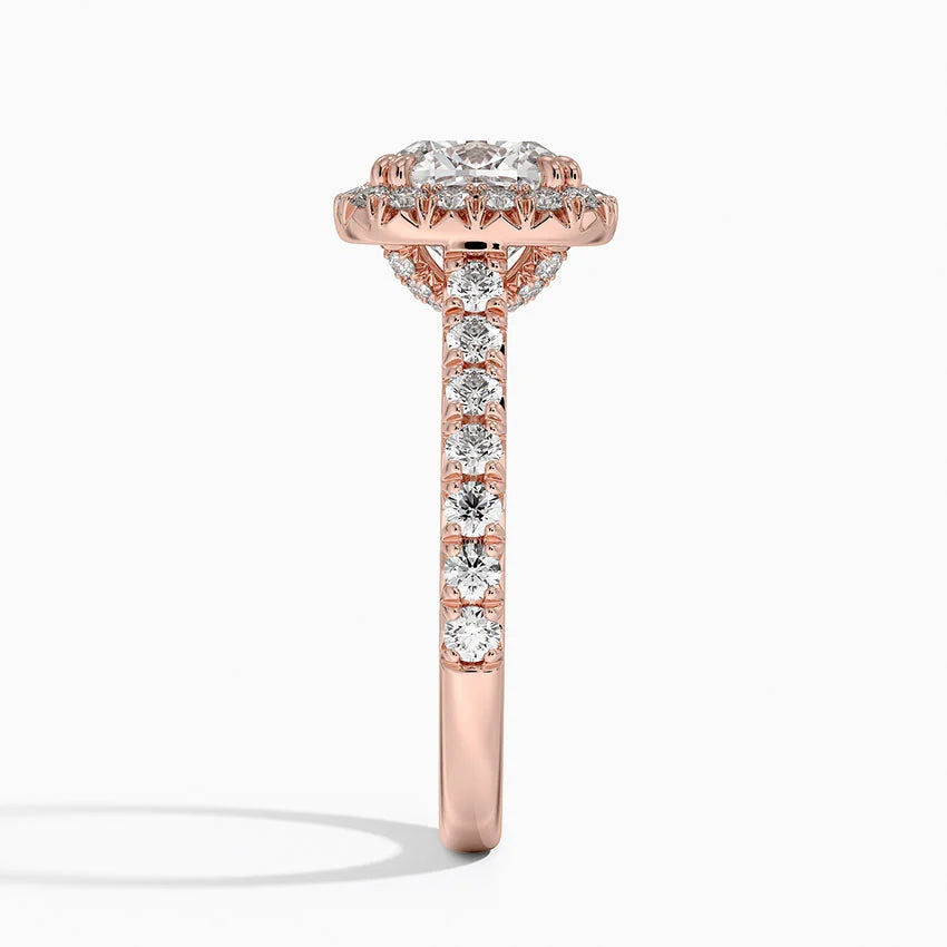 1,75 Karat Cushion Halo Tasarım Tektaş Laboratuvar Pırlanta Yüzük 18K -Aurora - Bold Diamonds