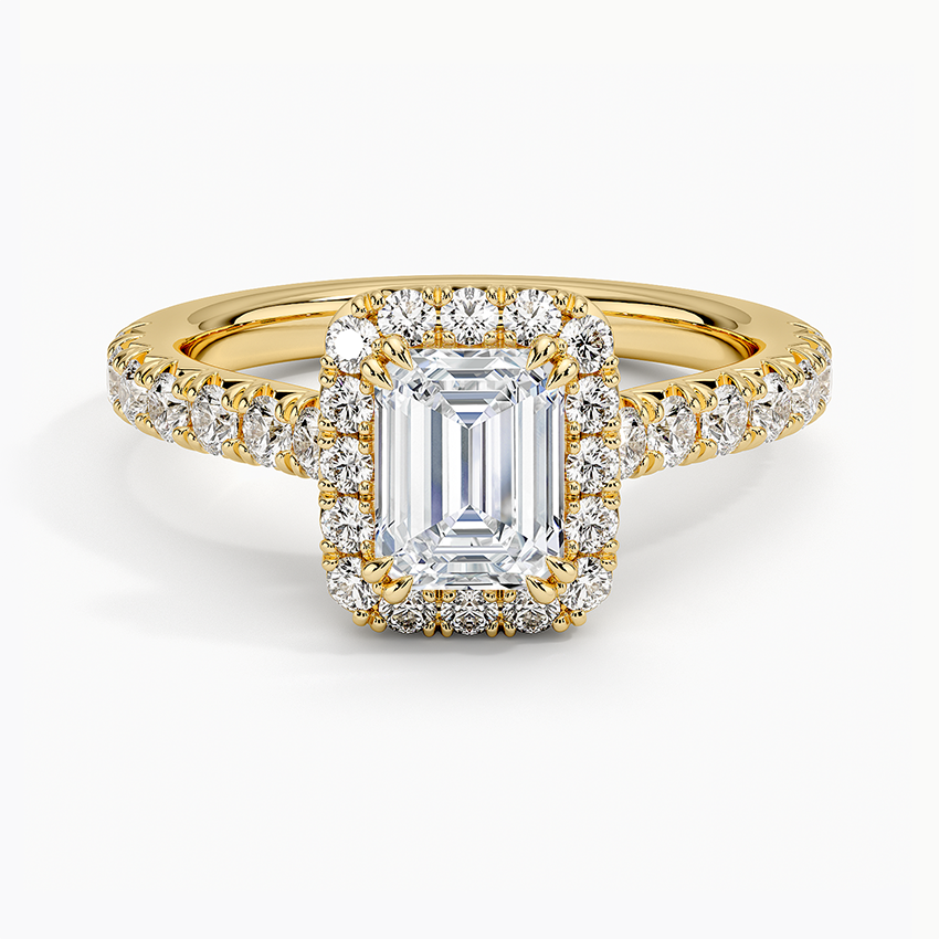 1,75 Karat Emerald Halo Tasarım Tektaş Laboratuvar Pırlanta Yüzük 18K -Aurora - Bold Diamonds