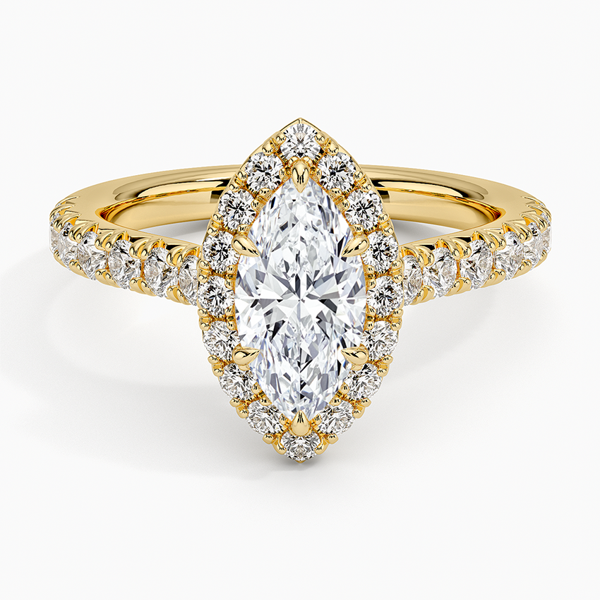 1,75 Karat Marquise Halo Tasarım Tektaş Laboratuvar Pırlanta Yüzük 18K -Aurora - Bold Diamonds