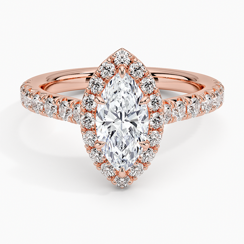 1,75 Karat Marquise Halo Tasarım Tektaş Laboratuvar Pırlanta Yüzük 18K -Aurora - Bold Diamonds