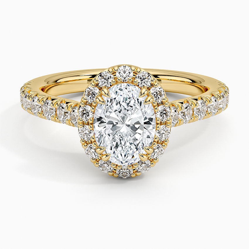 1,75 Karat Oval Halo Tasarım Tektaş Laboratuvar Pırlanta Yüzük 18K -Aurora - Bold Diamonds