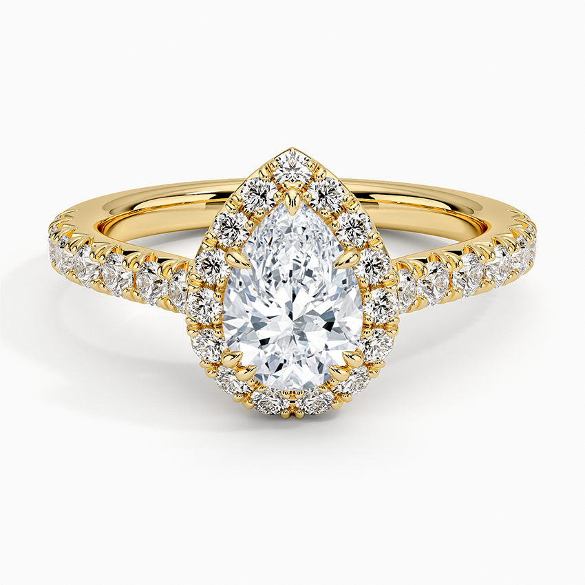 1,75 Karat Pear Halo Tasarım Tektaş Laboratuvar Pırlanta Yüzük 18K -Aurora - Bold Diamonds
