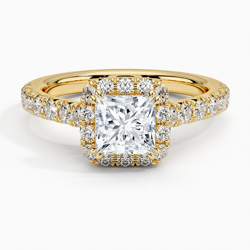 1,75 Karat Prenses Halo Tasarım Tektaş Laboratuvar Pırlanta Yüzük 18K - Aurora - Bold Diamonds