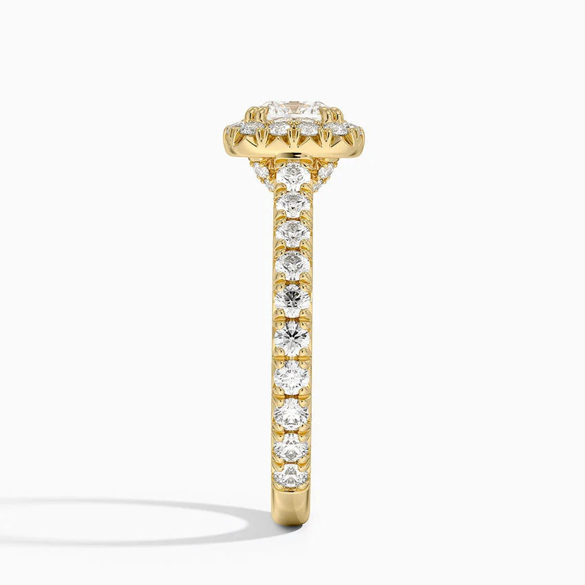 1,80 Karat Cushion Halo Tasarım Tektaş Laboratuvar Pırlanta Yüzük 18K - Stellara - Bold Diamonds