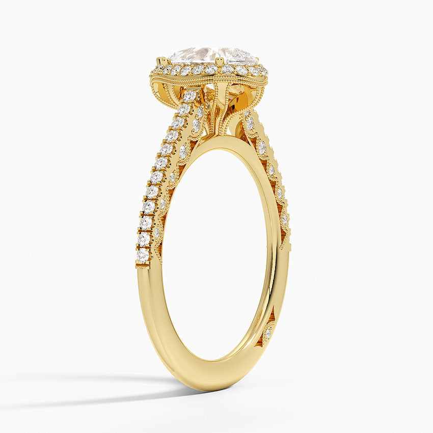 1.80 Karat Damla Halo Tasarım Tektaş Laboratuvar Pırlanta Yüzük 18K -Lumora - Bold Diamonds