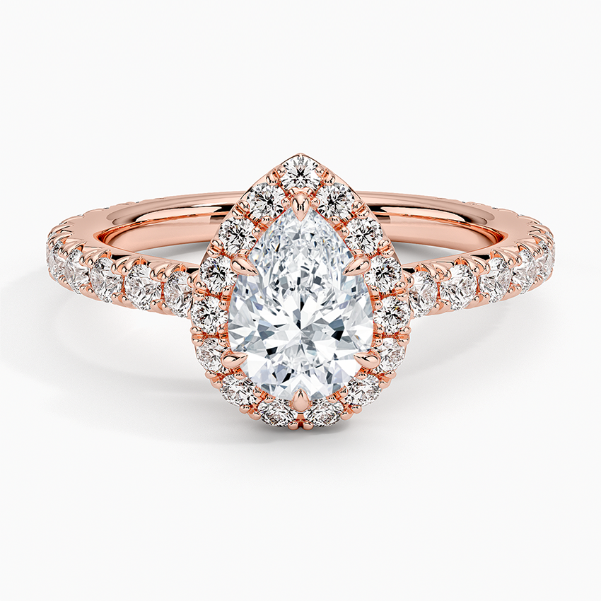1.80 Karat Damla Halo Tasarım Tektaş Laboratuvar Pırlanta Yüzük 18k -Ornara - Bold Diamonds