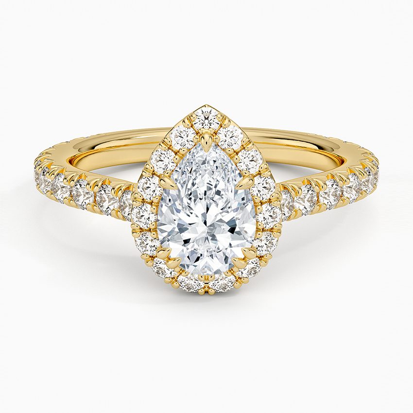 1,80 Karat Damla Halo Tasarım Tektaş Laboratuvar Pırlanta Yüzük 18K - Stellara - Bold Diamonds